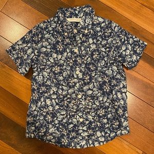 Boys short sleeve cotton button down shirt tropical print